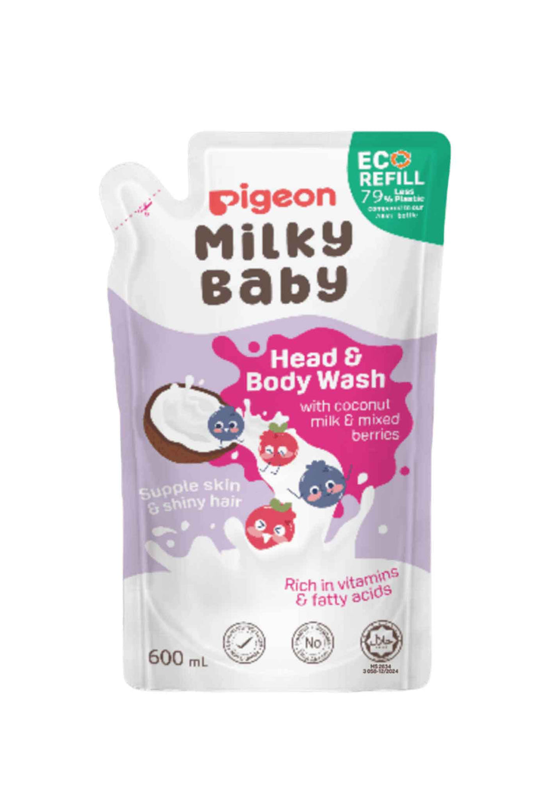 Pigeon Milky Baby Head And Body Wash 600ml Refill