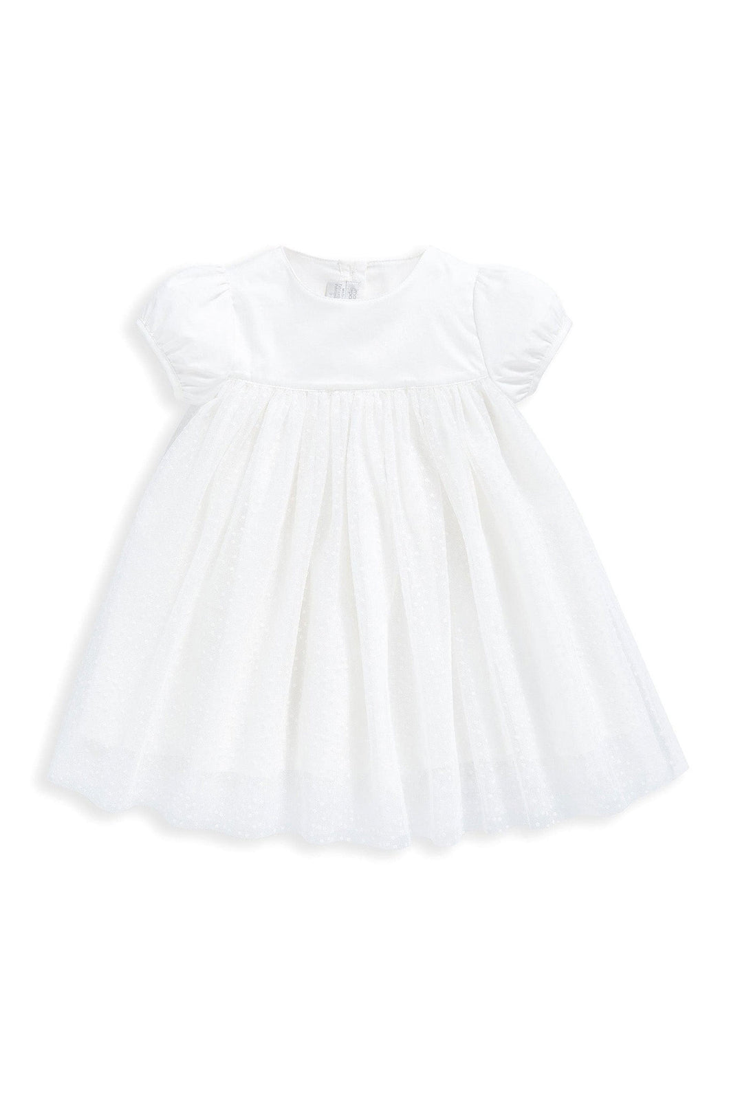 Mamas & Papas White Flock Spot Mesh Dress