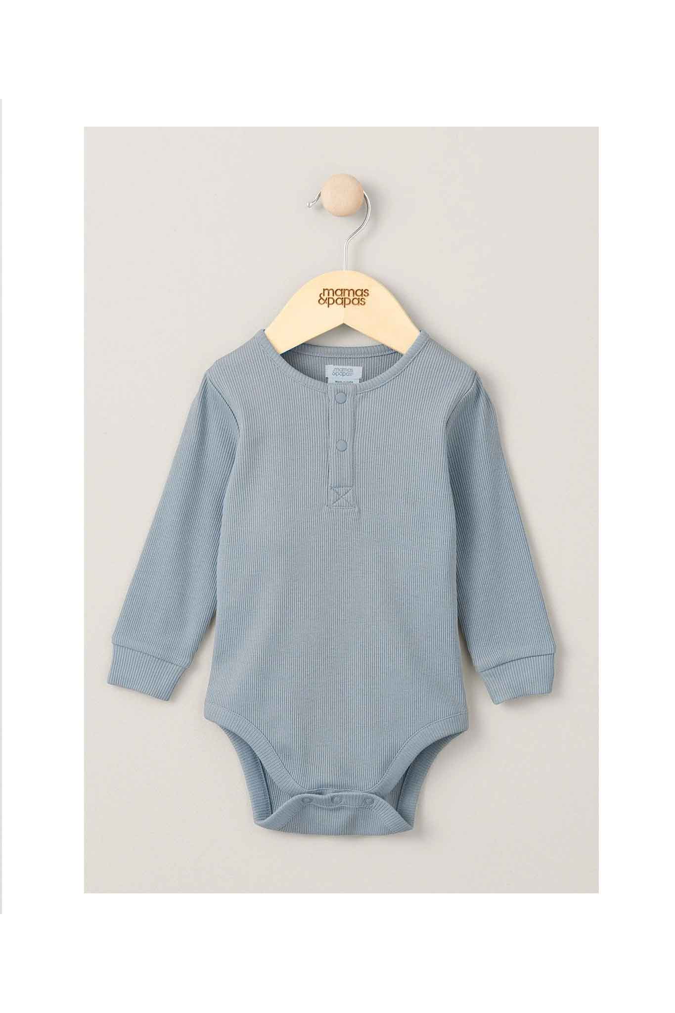 Mamas & Papas Blue Ribbed Bodysuits