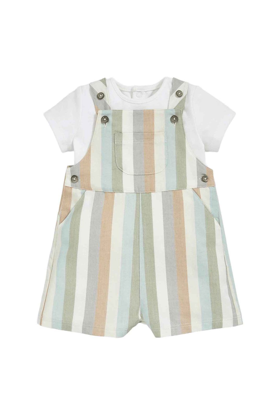 Mamas & Papas Stripe Woven Dungaree Set 2 Pack