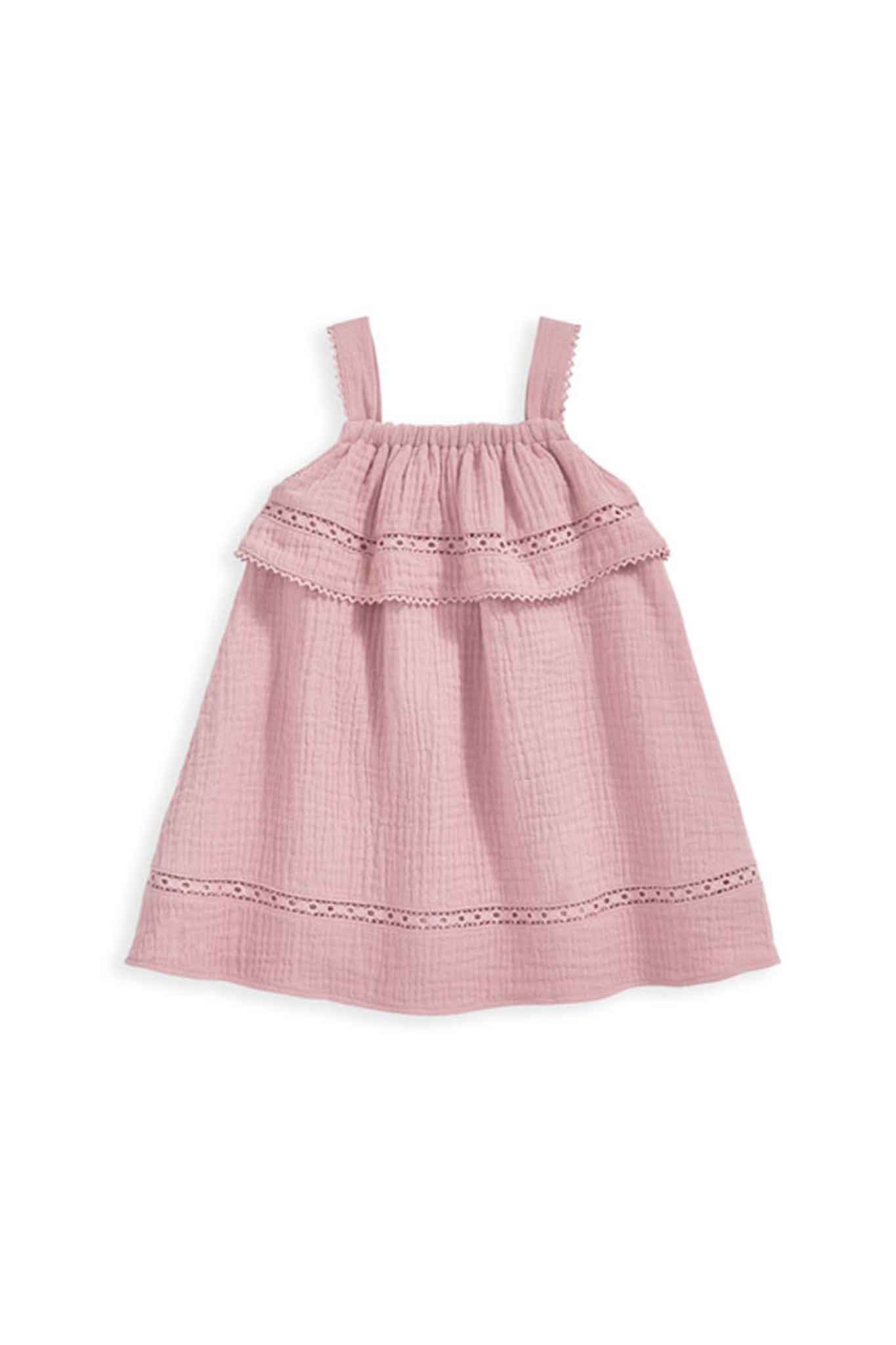 Mamas & Papas Pink Lace Trim Dress