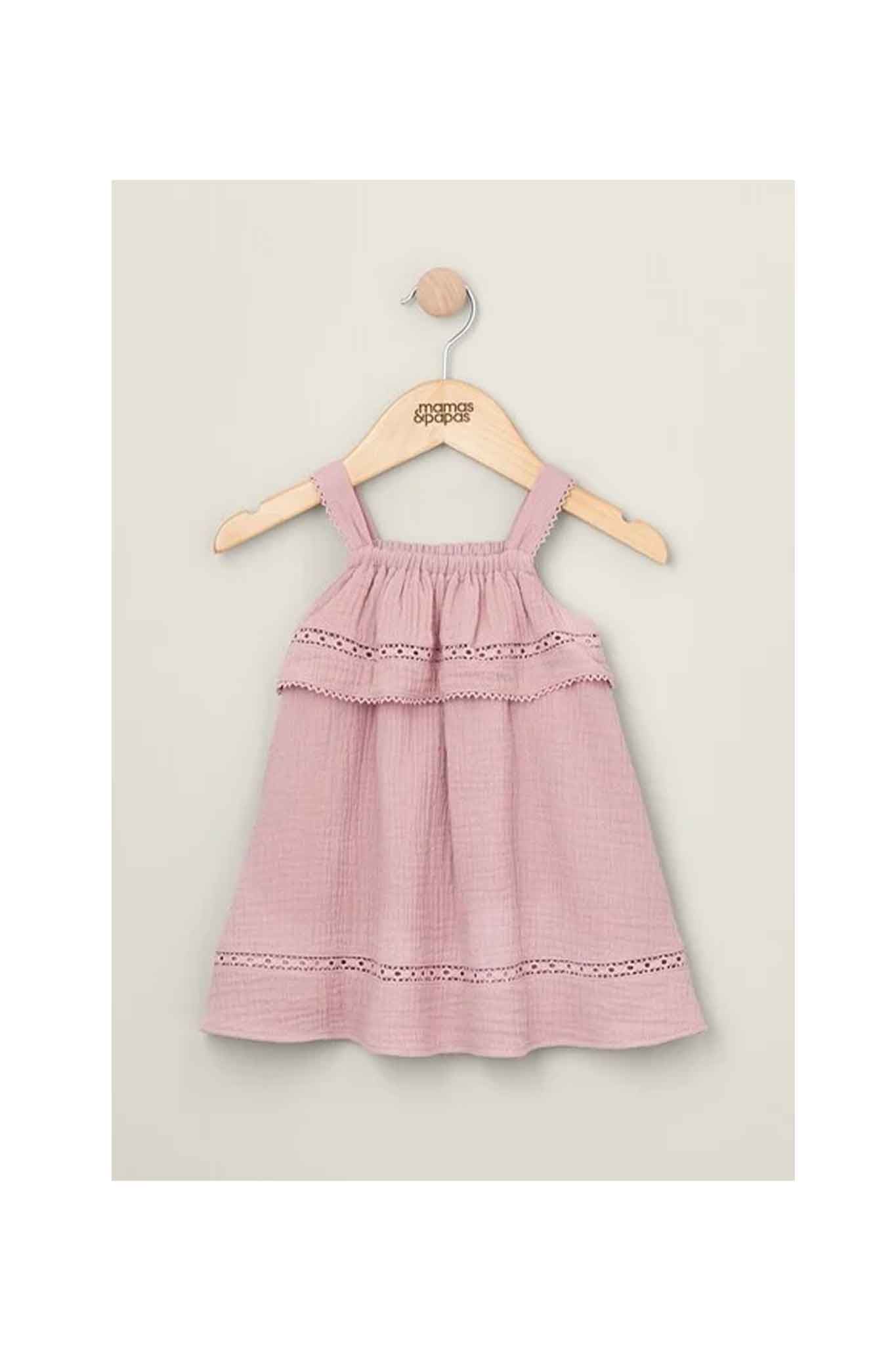 Mamas & Papas Pink Lace Trim Dress