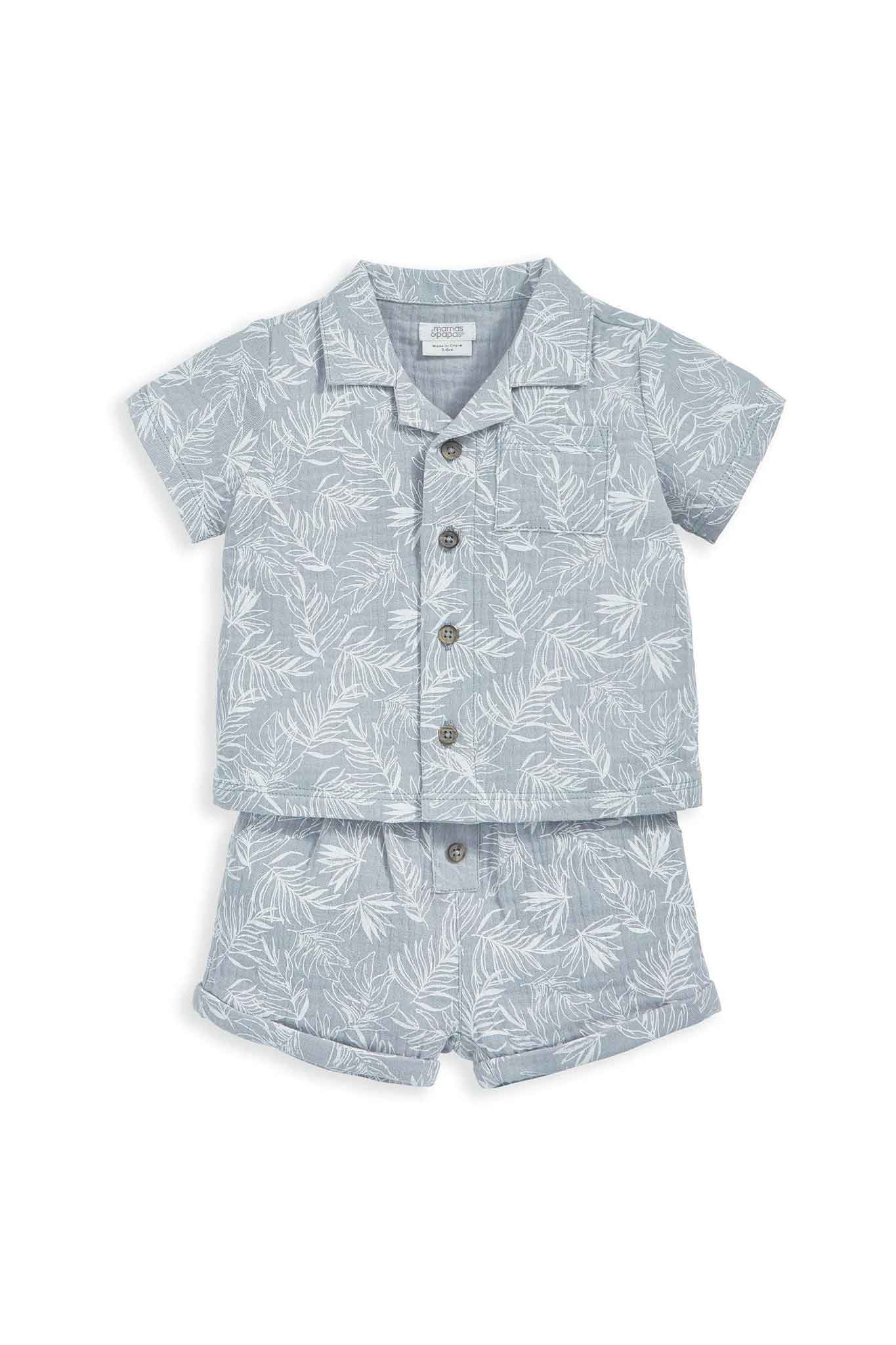 Mamas & Papas Palm Shirt and Short 2 Pack