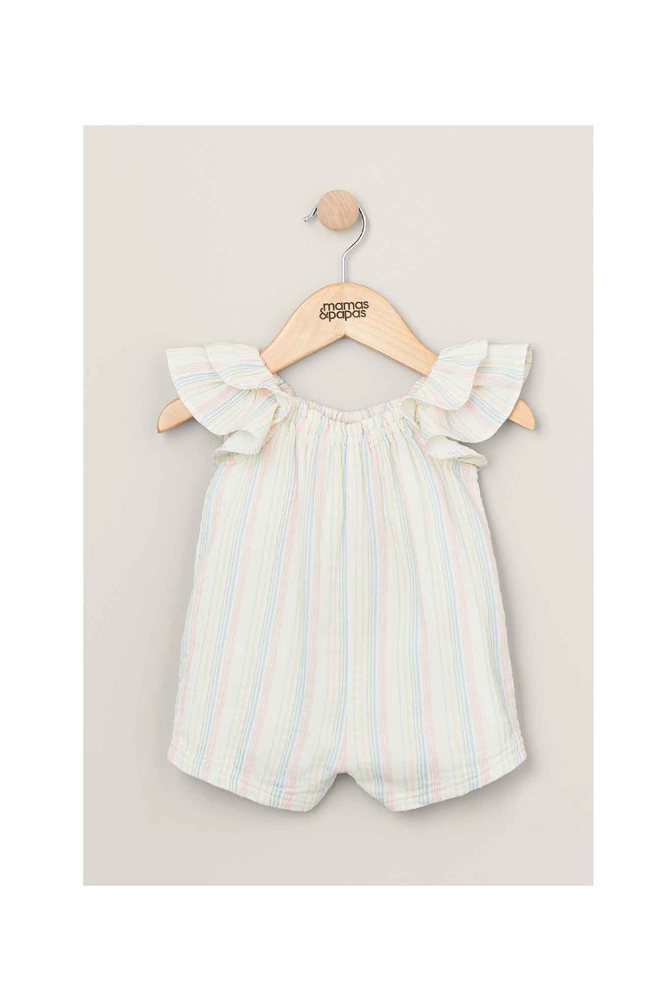Mamas & Papas Stripe Frill Sleeve Romper