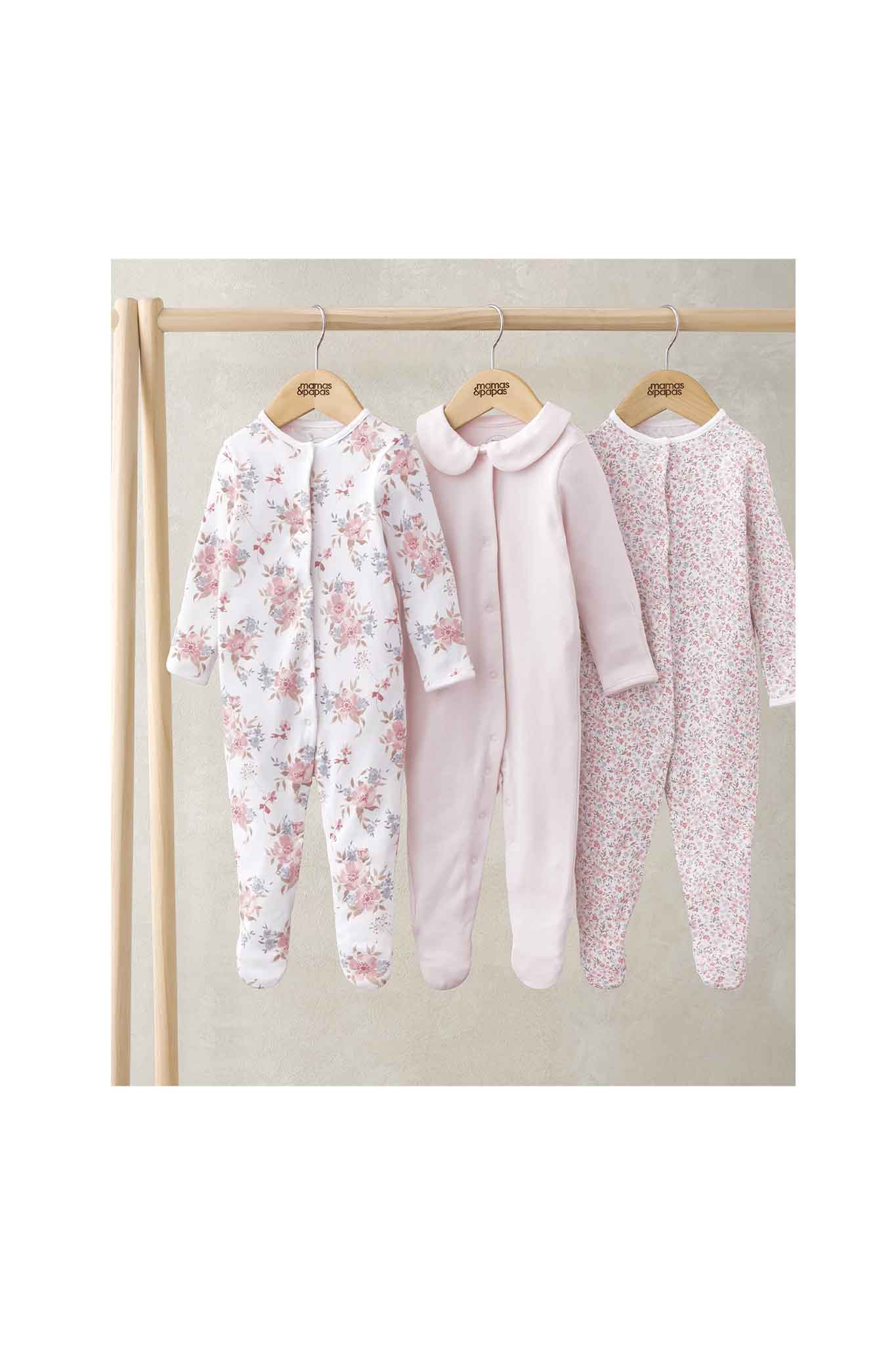 Mamas & Papas Floral Sleepsuits 3 Pack