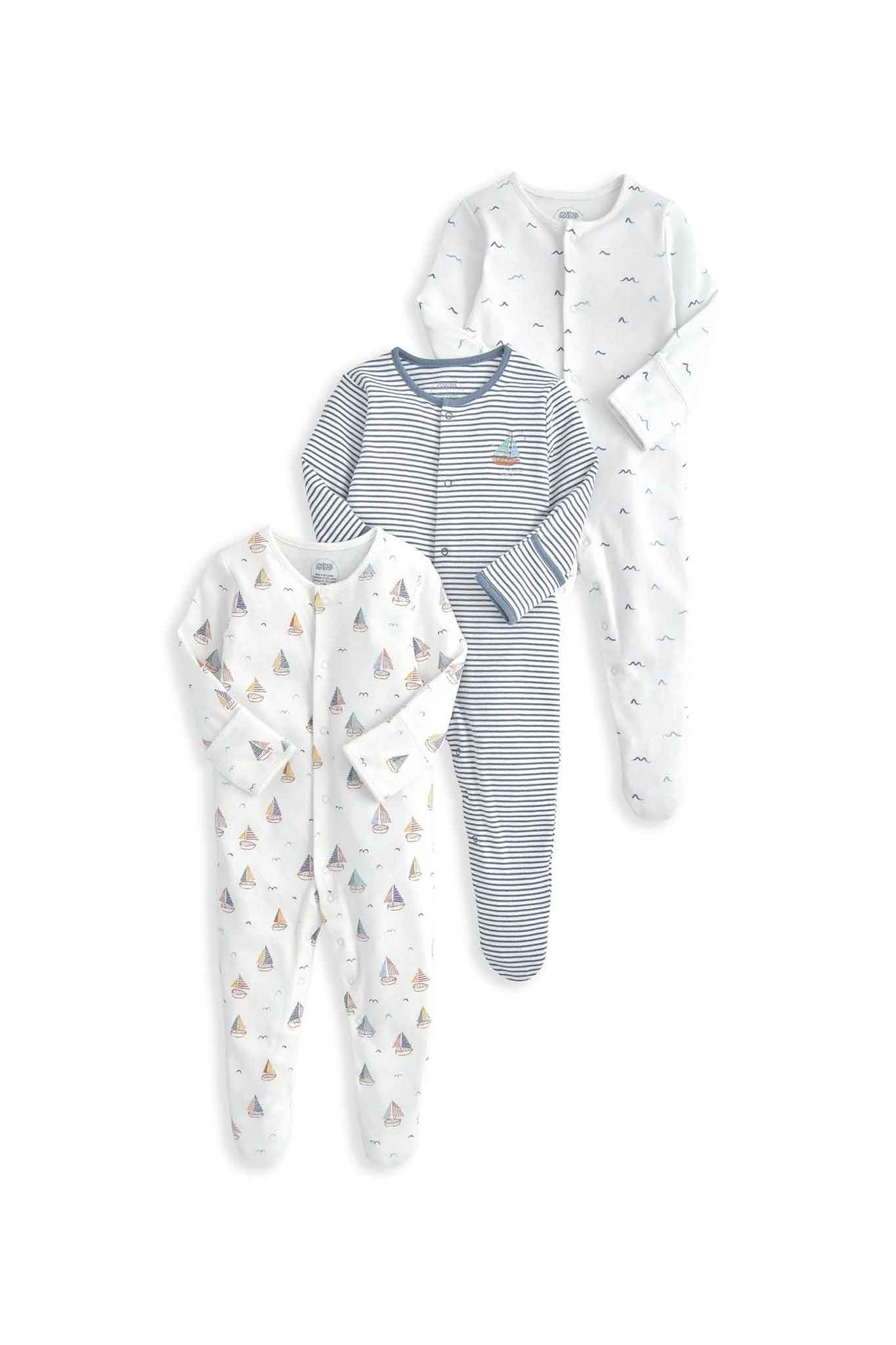 Mamas & Papas Nautical Sleepsuits 3 Pack