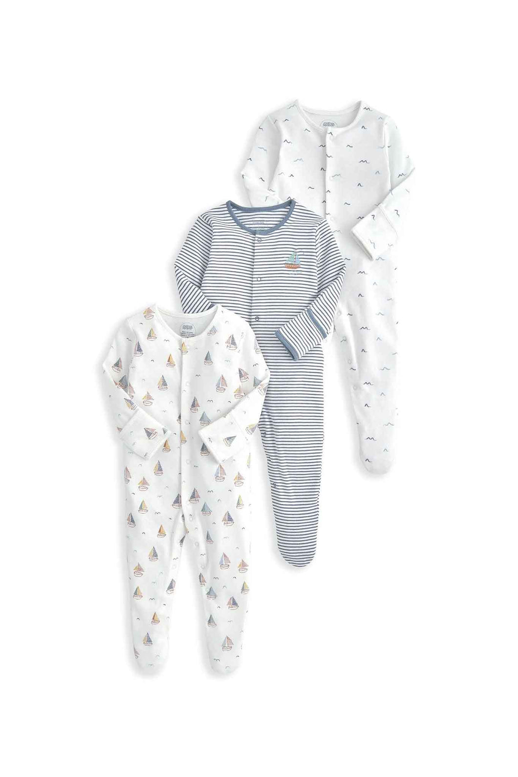 Mamas & Papas Nautical Sleepsuits 3 Pack