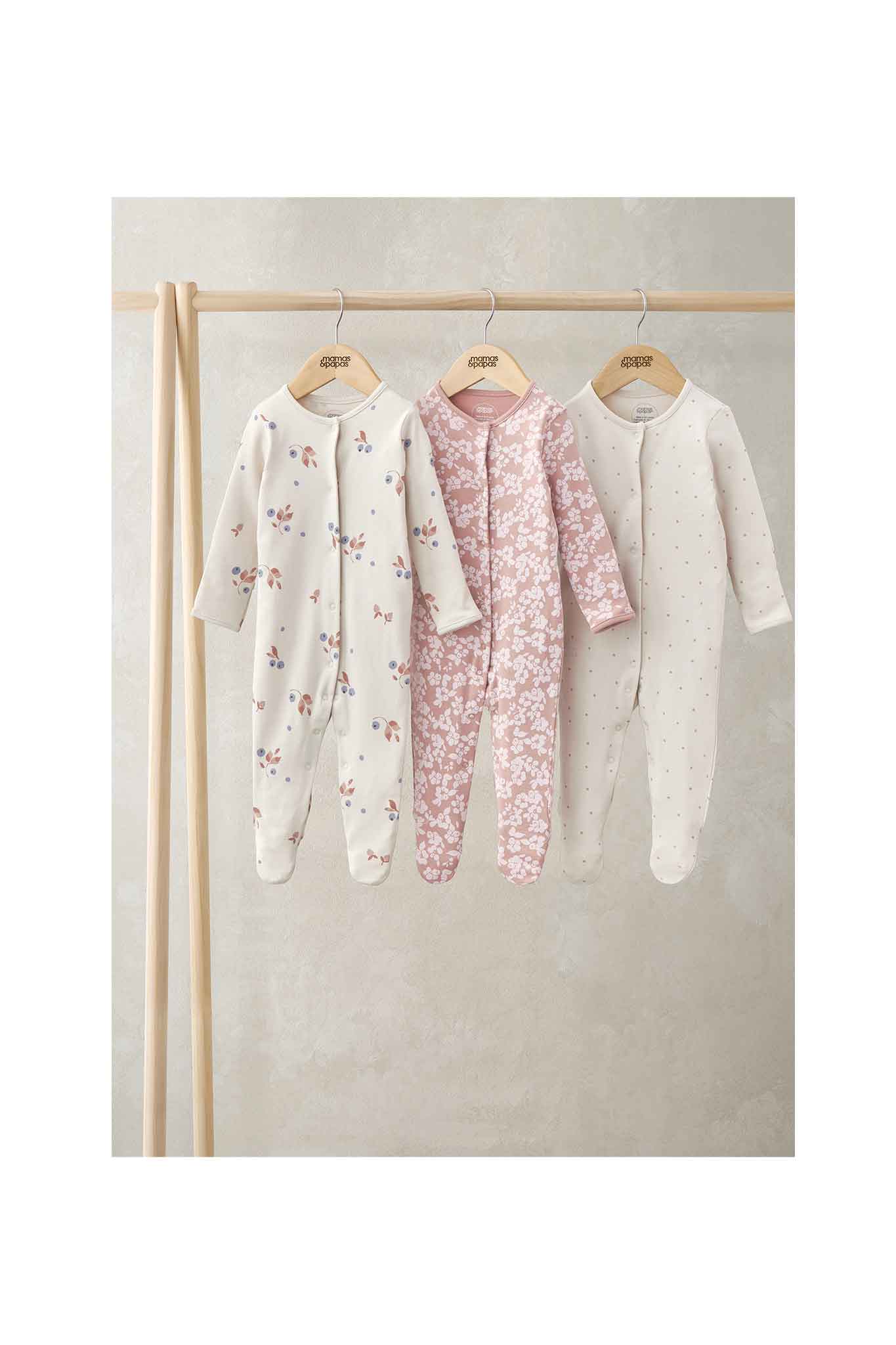 Mamas & Papas Berries Sleepsuits 3 Pack