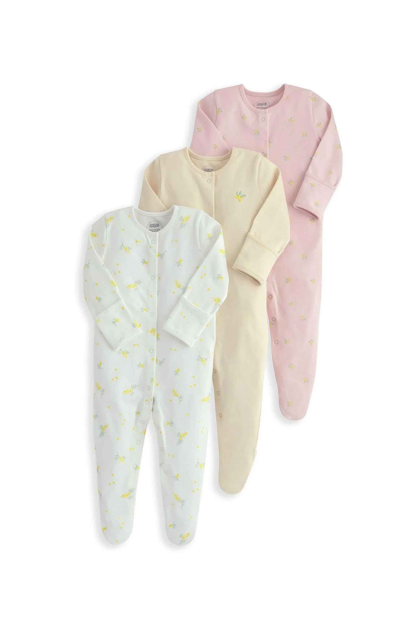 Mamas & Papas Lil Lemons Sleepsuits 3 Pack