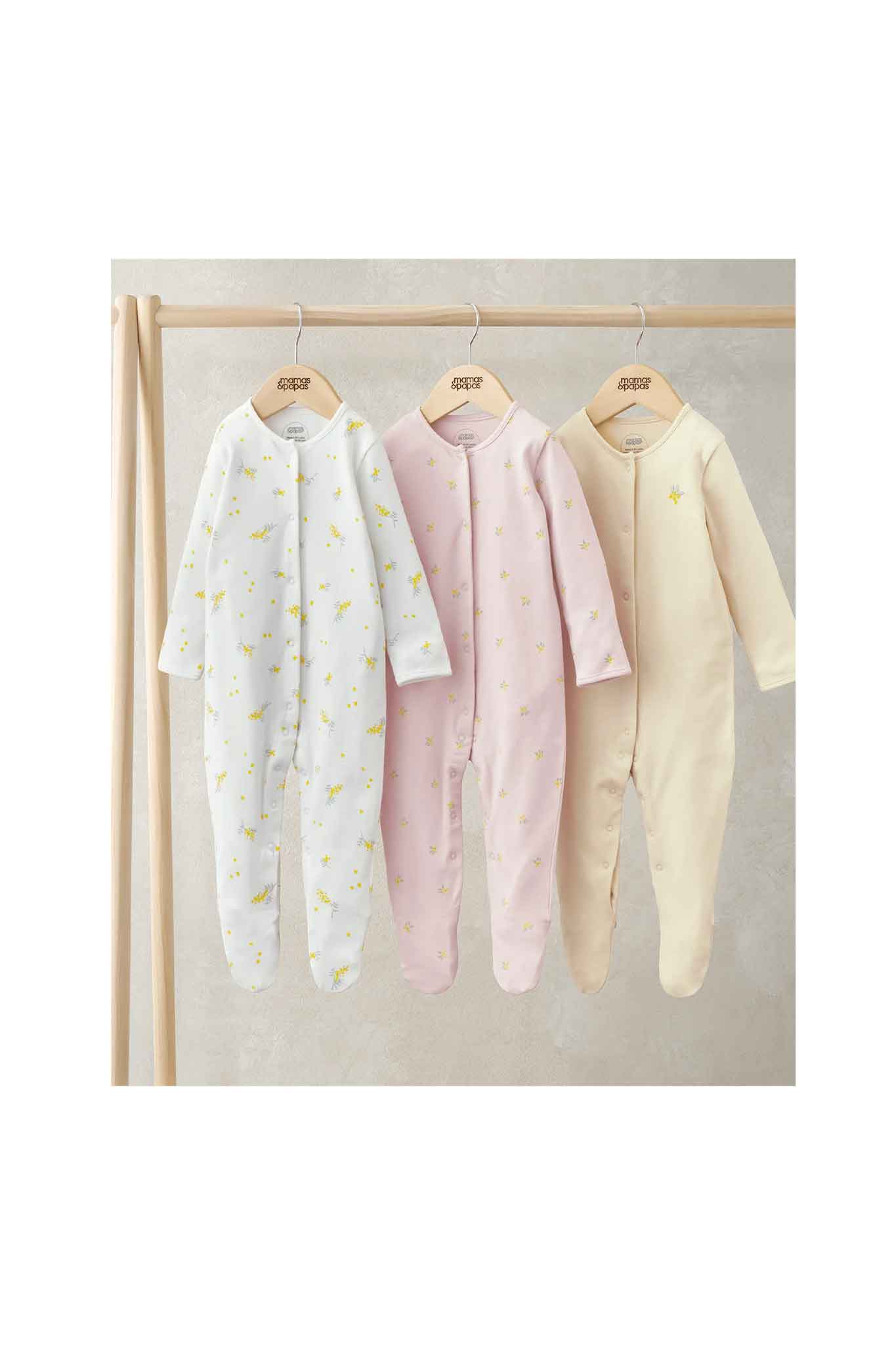 Mamas & Papas Lil Lemons Sleepsuits 3 Pack