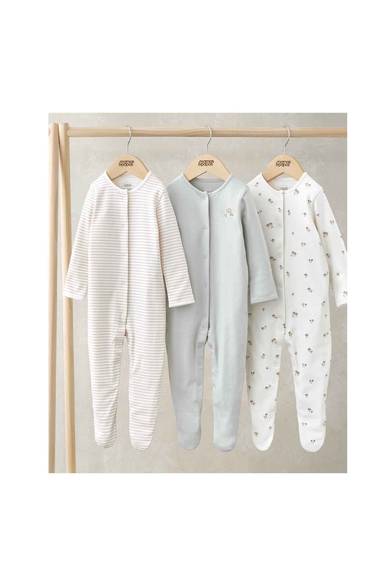 Mamas & Papas Mushroom Sleepsuits 3 Pack