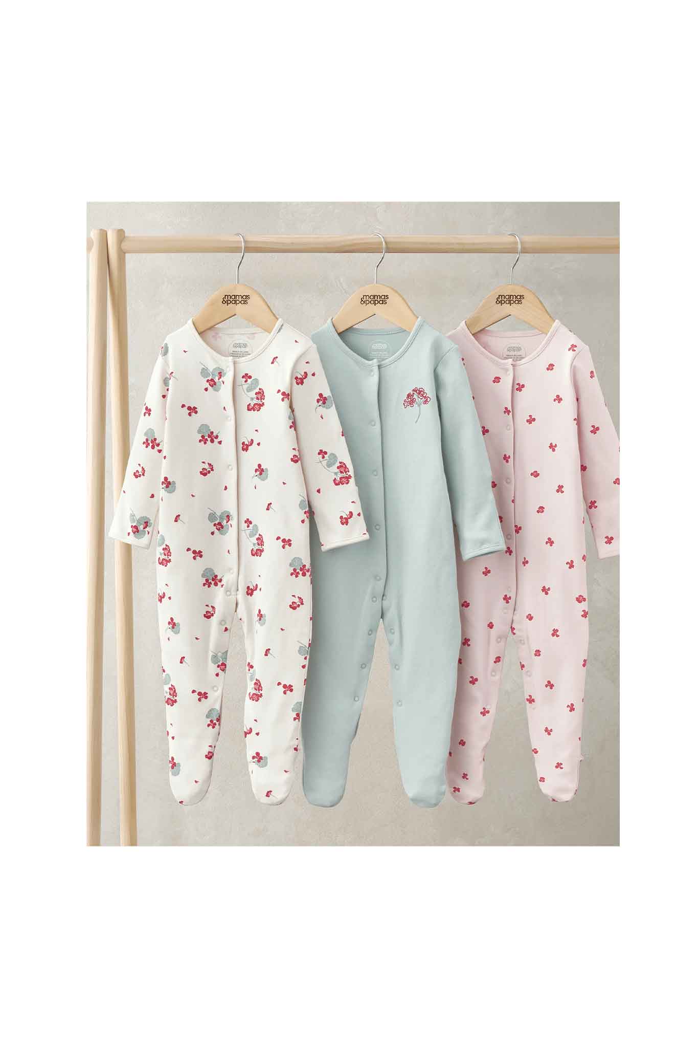 Mamas & Papas Geranium Sleepsuits 3 Pack