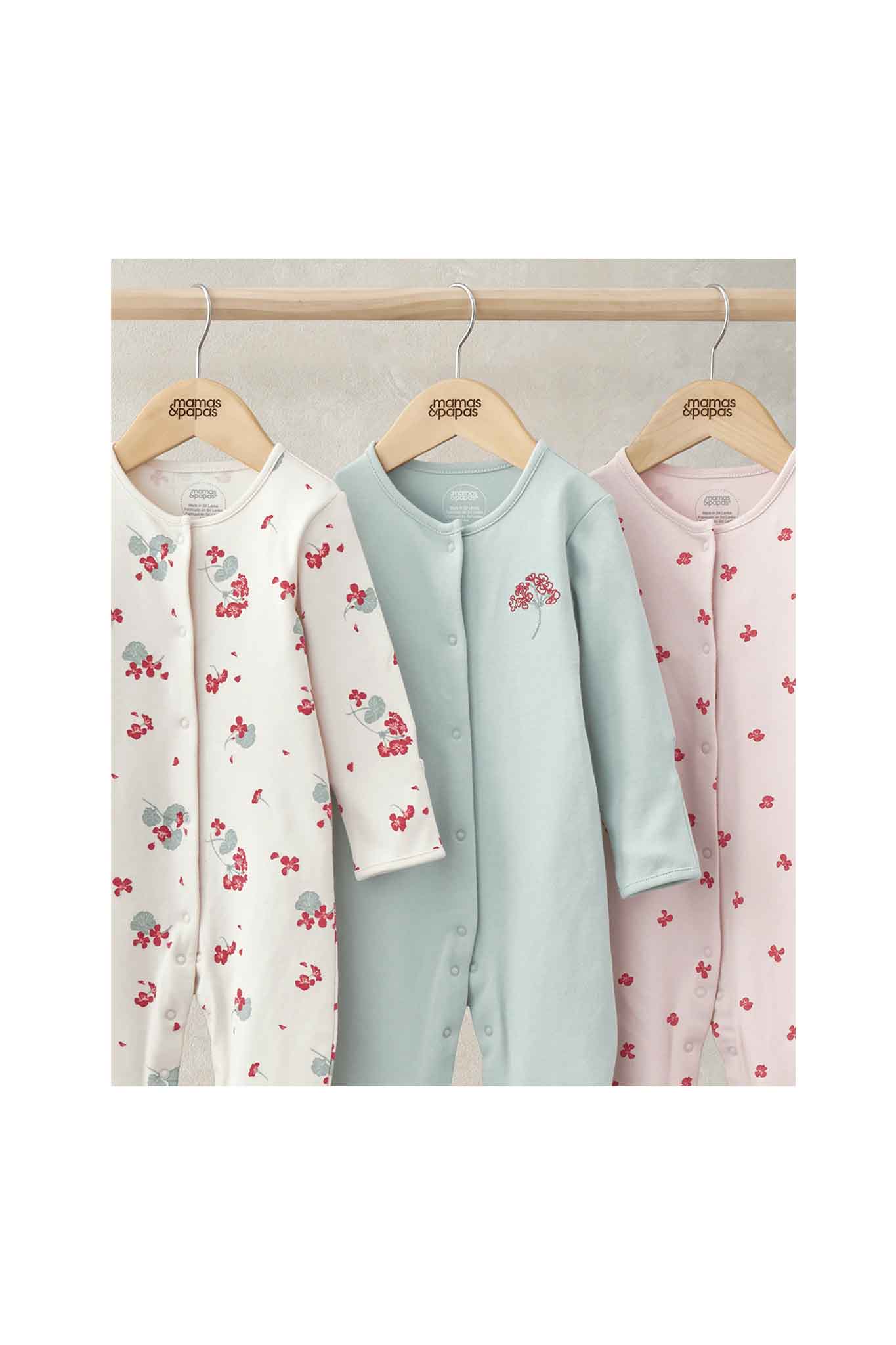 Mamas & Papas Geranium Sleepsuits 3 Pack