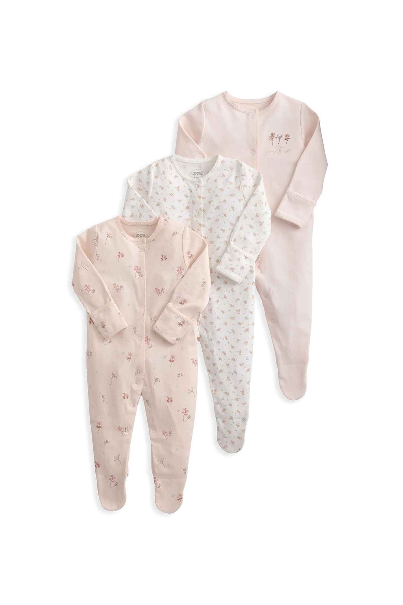 Mamas & Papas Ditsy Floral Sleepsuits 3 Pack