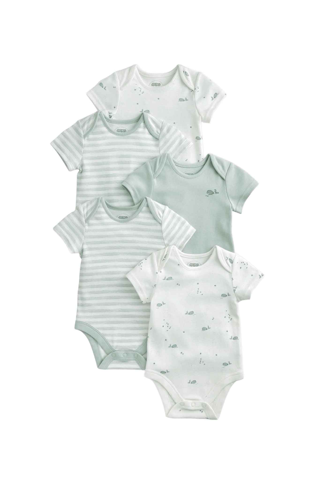 Mamas & Papas 5Pk Whale Short Sleeve Bodysuit