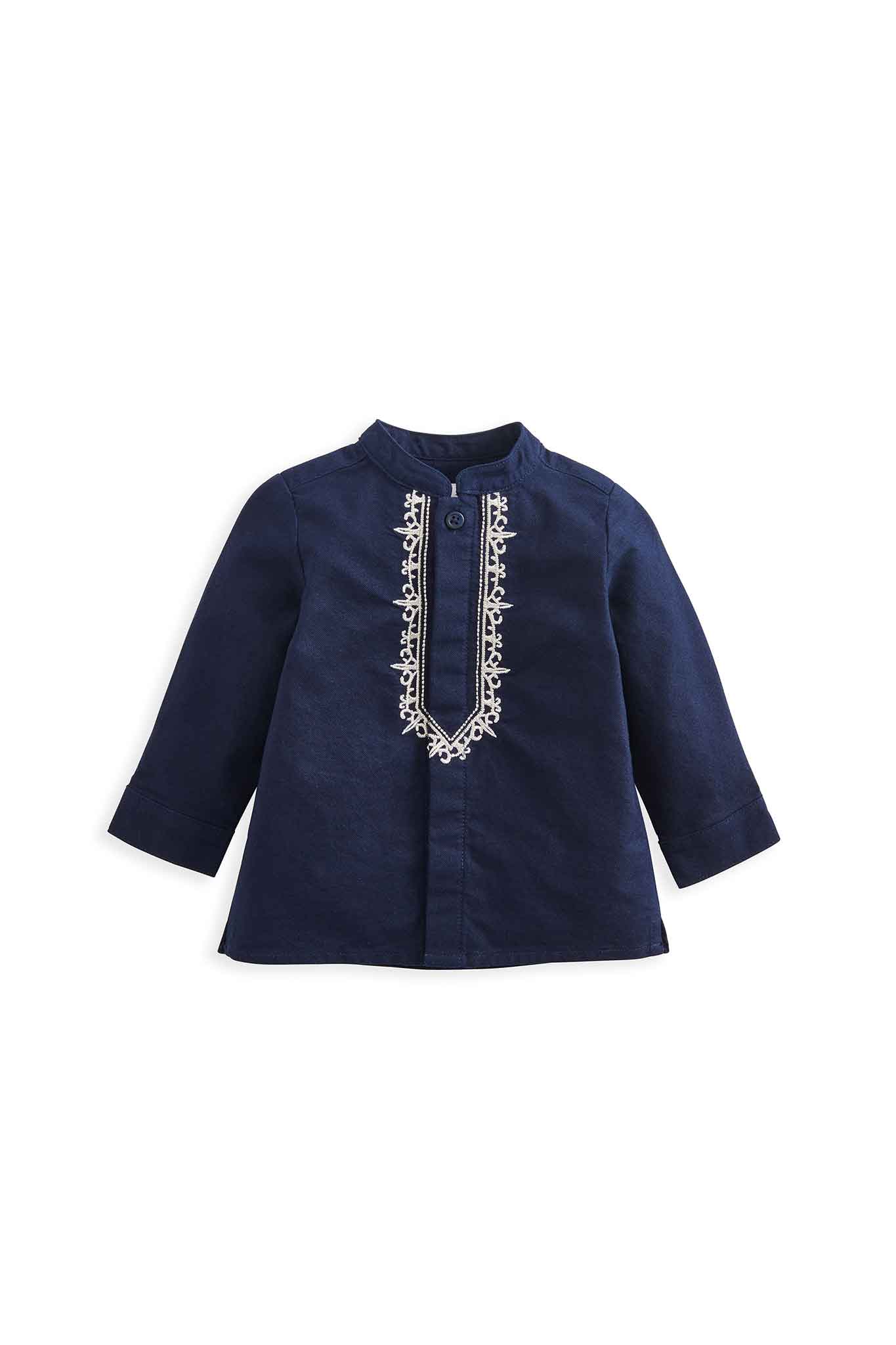 Mamas & Papas Navy Embroidered Eid Shirt