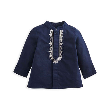 Mamas & Papas Navy Embroidered Eid Shirt
