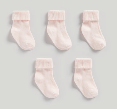 Mothercare Pink Turn-Over-Top Baby Socks - 5 Pack