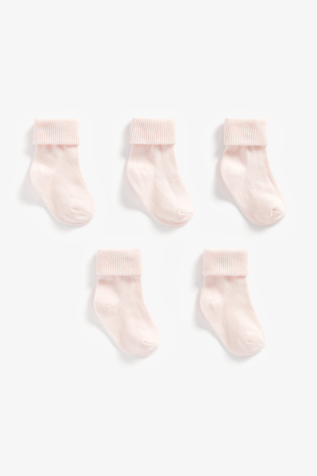 Mothercare Pink Turn-Over-Top Socks - 5 Pack