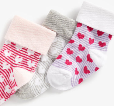 Mothercare Heart Turn-Over-Top Socks - 5 Pack