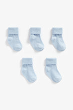Load image into Gallery viewer, Mothercare Blue Turn-Over-Top Baby Socks - 5 Pack
