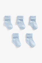 Load image into Gallery viewer, Mothercare Blue Turn-Over-Top Socks - 5 Pack
