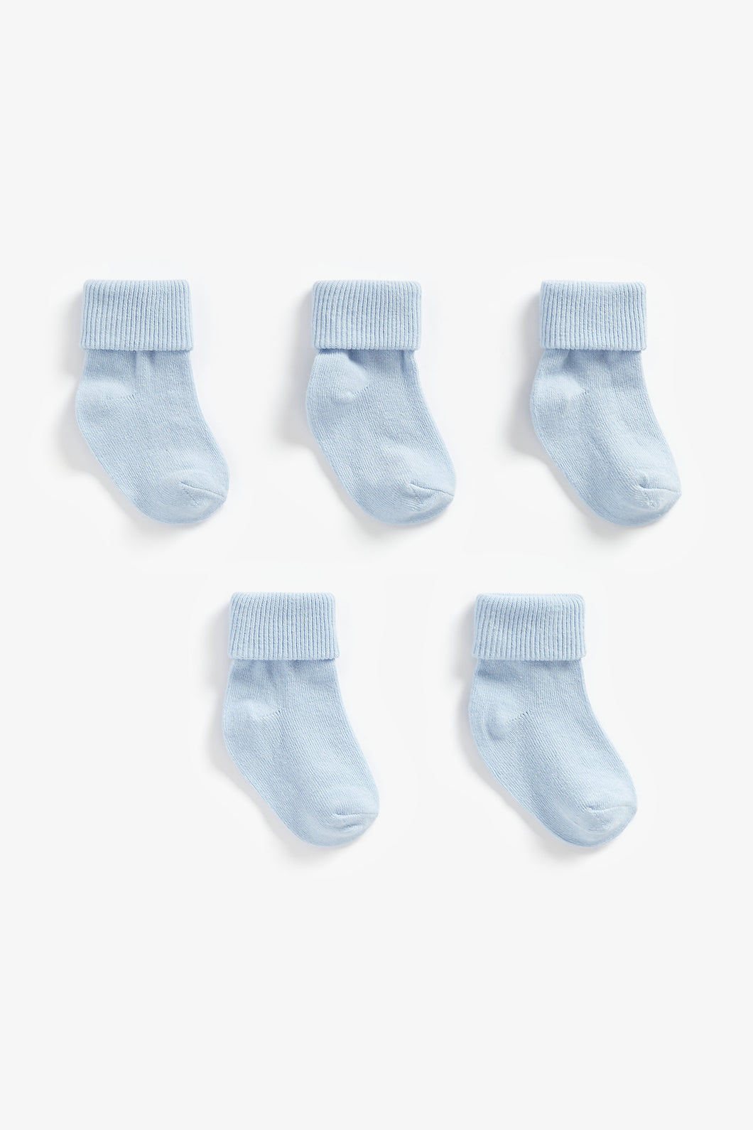 Mothercare Blue Turn-Over-Top Socks - 5 Pack