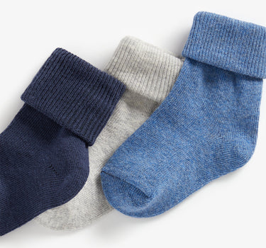 Mothercare Blue/Grey Turn-Over-Top Baby Socks - 5 Pack