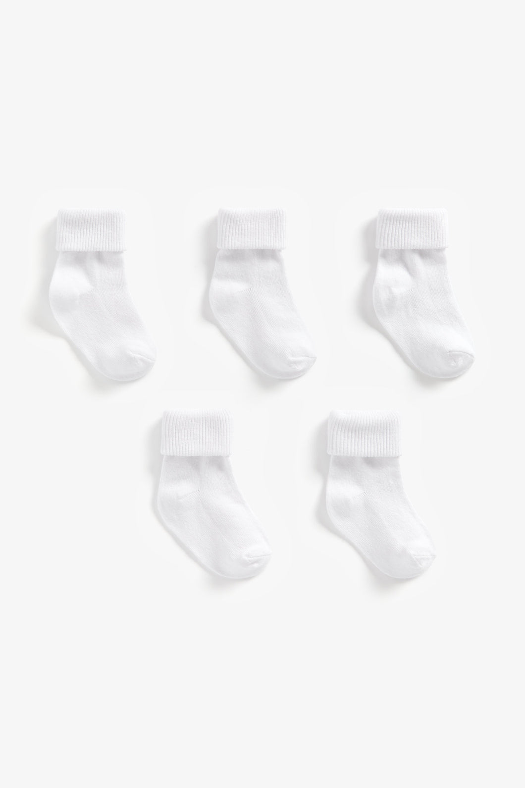 Mothercare White Turn-Over-Top Baby Socks - 5 Pack