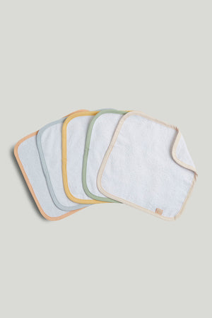 Mothercare Face Cloth 5Pk White Colour Binding