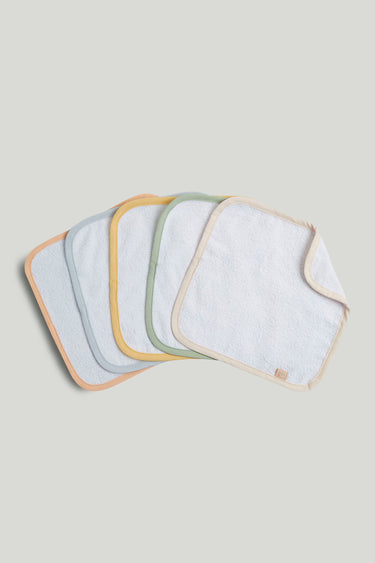 Mothercare Face Cloth 5Pk White Colour Binding