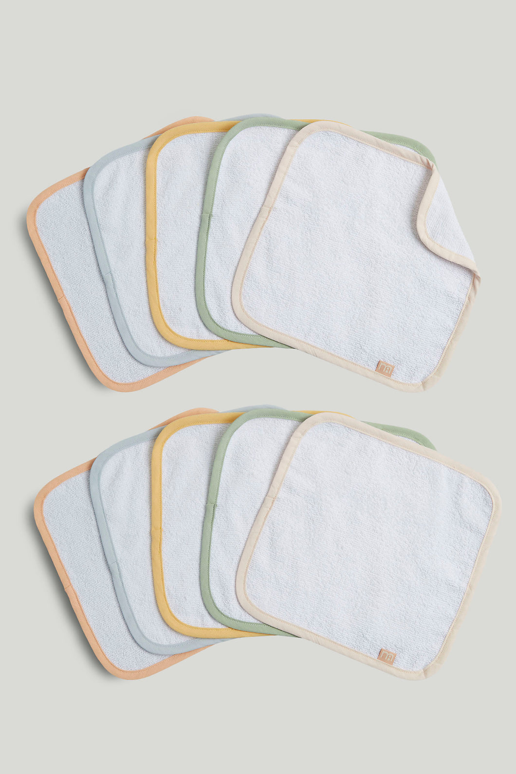 Mothercare Face Cloth 10Pk White With Colour Binding