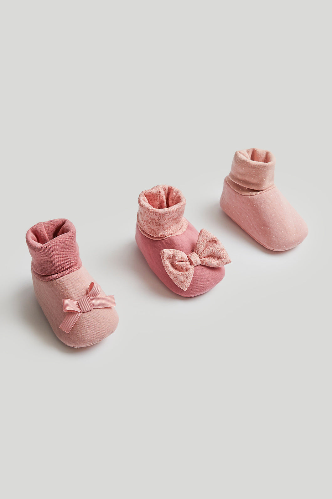 Mothercare 3 Pack Pink Sock-Top Booties