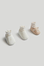 Load image into Gallery viewer, Mothercare 3 Pack Bear Sock-Top Baby Booties

