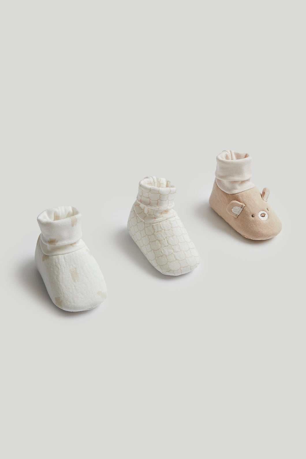 Mothercare 3 Pack Bear Sock-Top Baby Booties