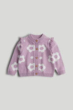 Load image into Gallery viewer, Mothercare Lilac Flower Knitted Cardigan
