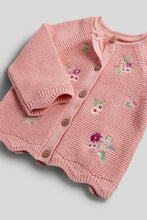 Load image into Gallery viewer, Mothercare Pink Embroidered Knitted Cardigan
