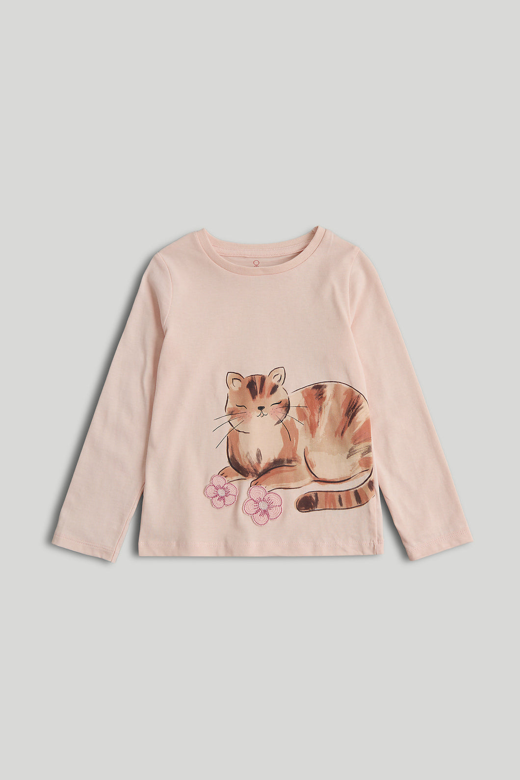 Mothercare Pink Cat Long-Sleeved T-Shirt