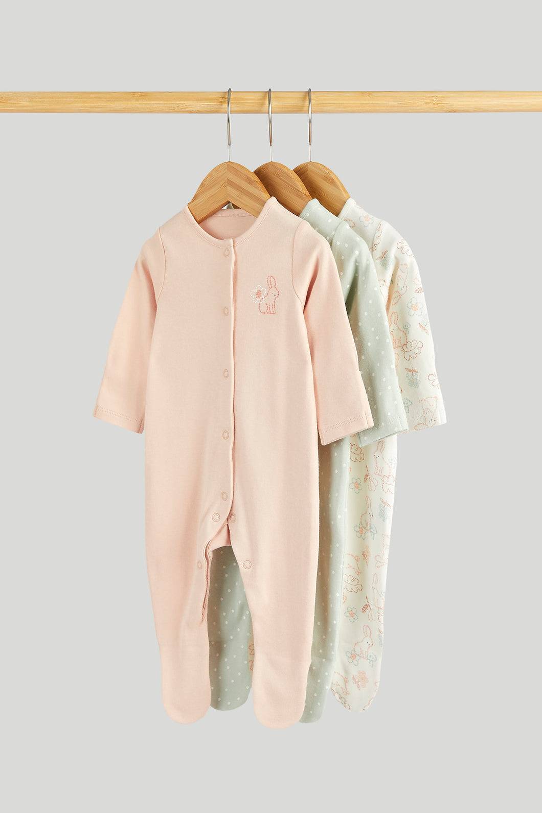 Mothercare 3 Pack Bunny Sleepsuits