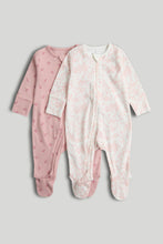 Load image into Gallery viewer, Mothercare 2 Pack Pink Zip-Up Sleepsuits
