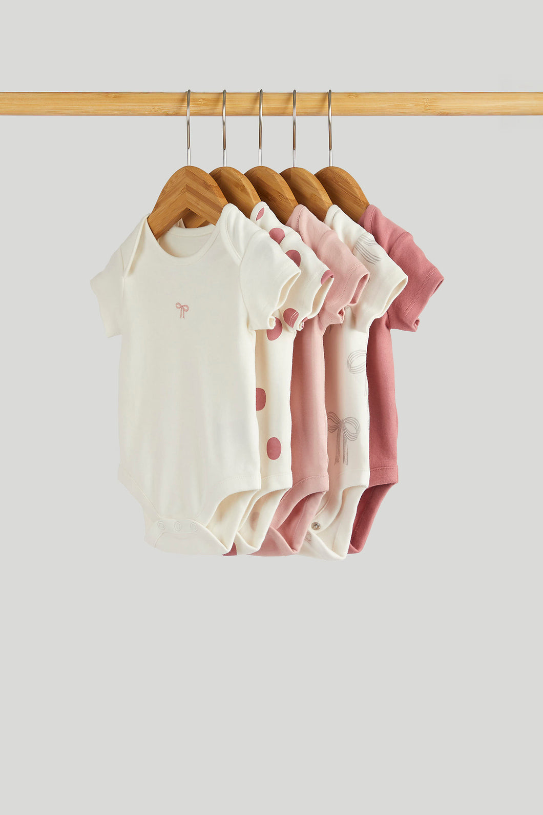 Mothercare 5 Pack Bows Short-Sleeved Bodysuits