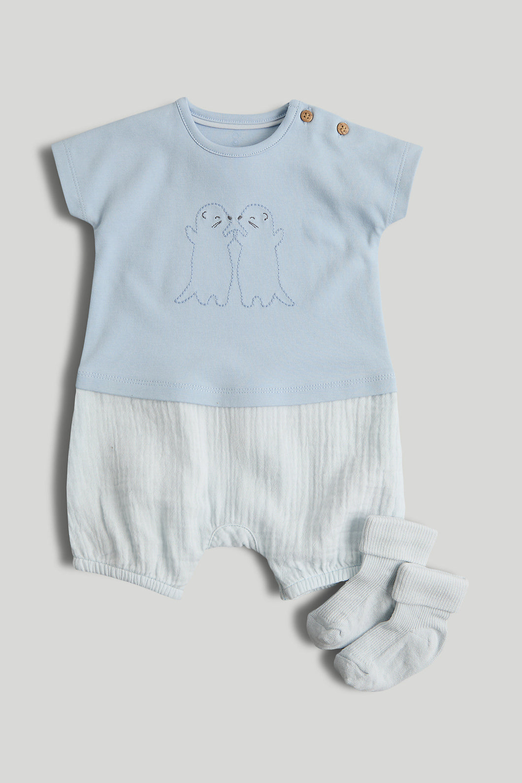 Mothercare My First Blue Romper and Socks Outfit