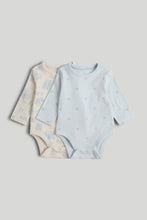 Load image into Gallery viewer, Mothercare My First 2 Pack Blue Long-Sleeved Bodysuits
