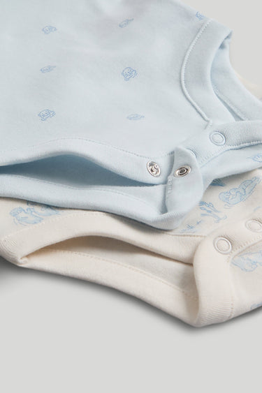Mothercare My First 2 Pack Blue Long-Sleeved Bodysuits