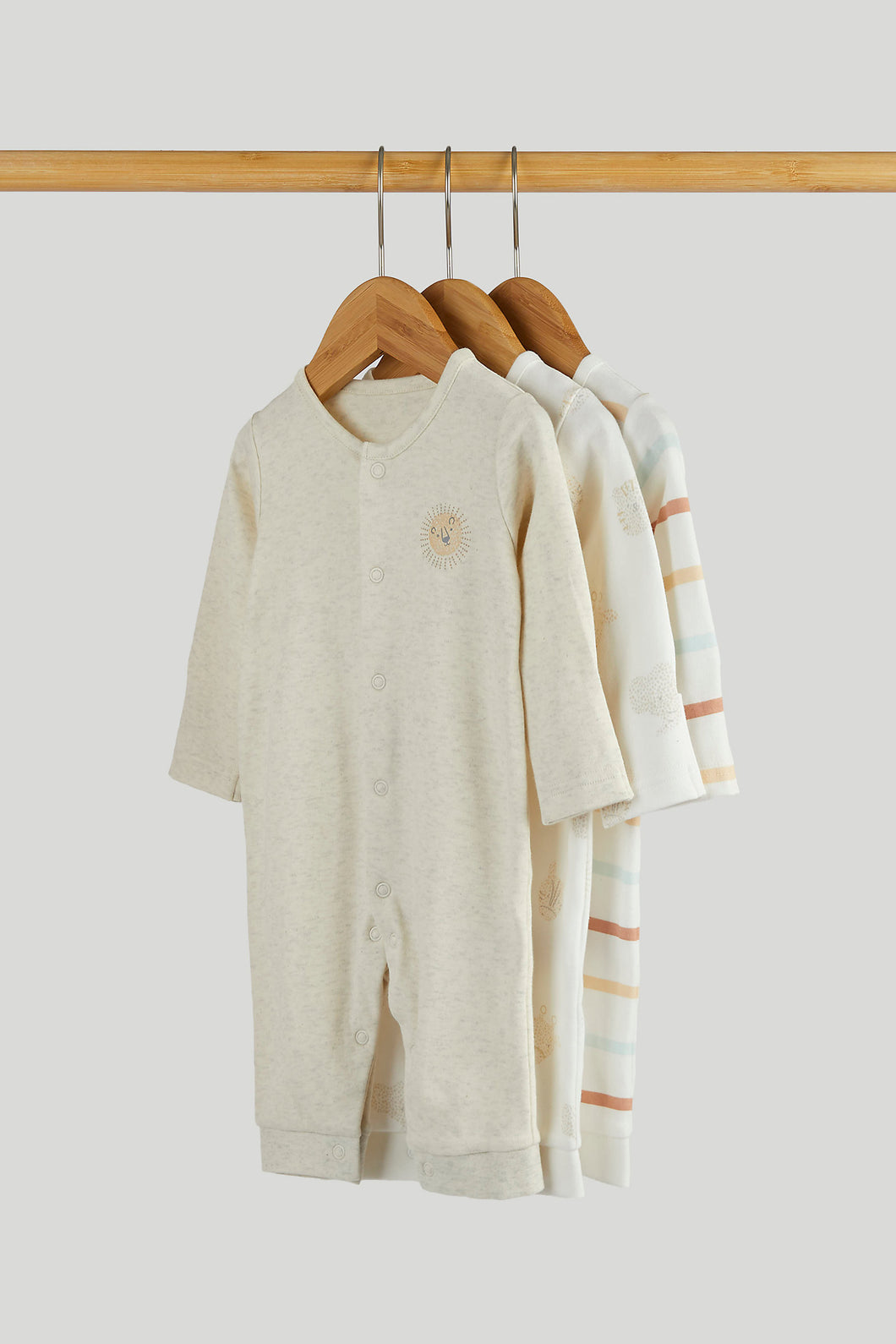 Mothercare 3 Pack Safari Footless Sleepsuits