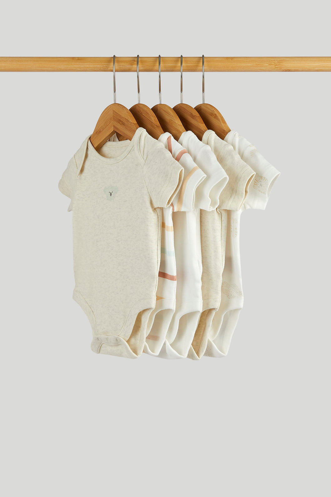 Mothercare 5 Pack Safari Short-Sleeved Bodysuits