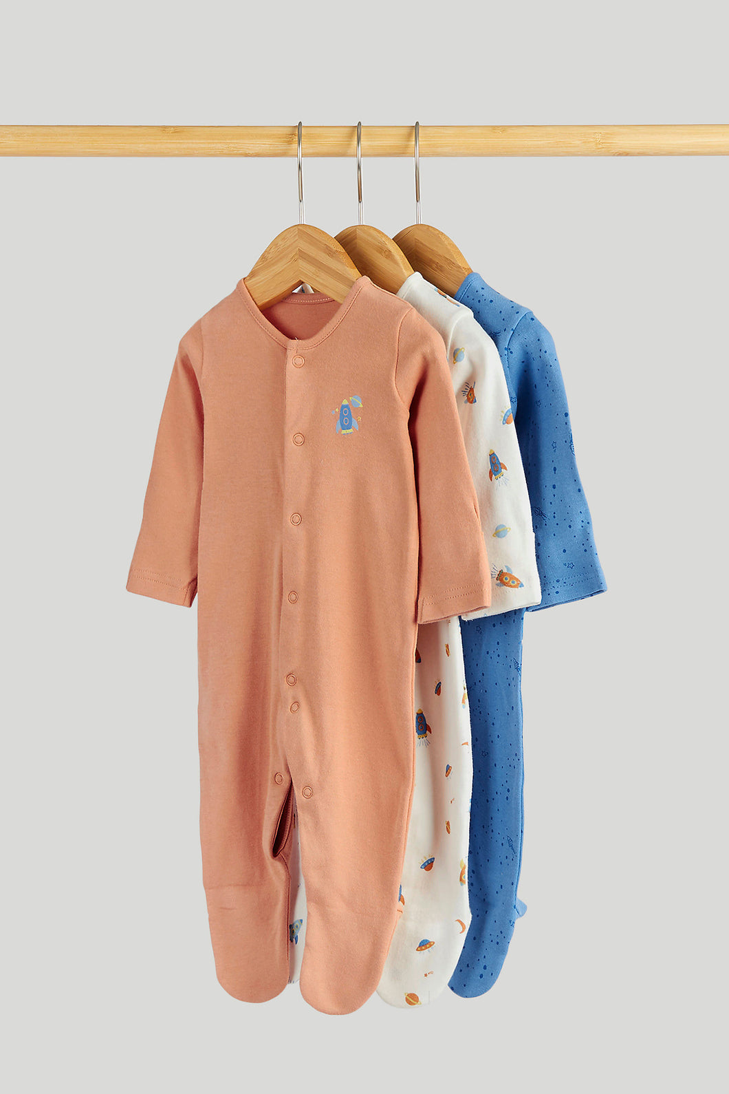 Mothercare 3 Pack Space Sleepsuits