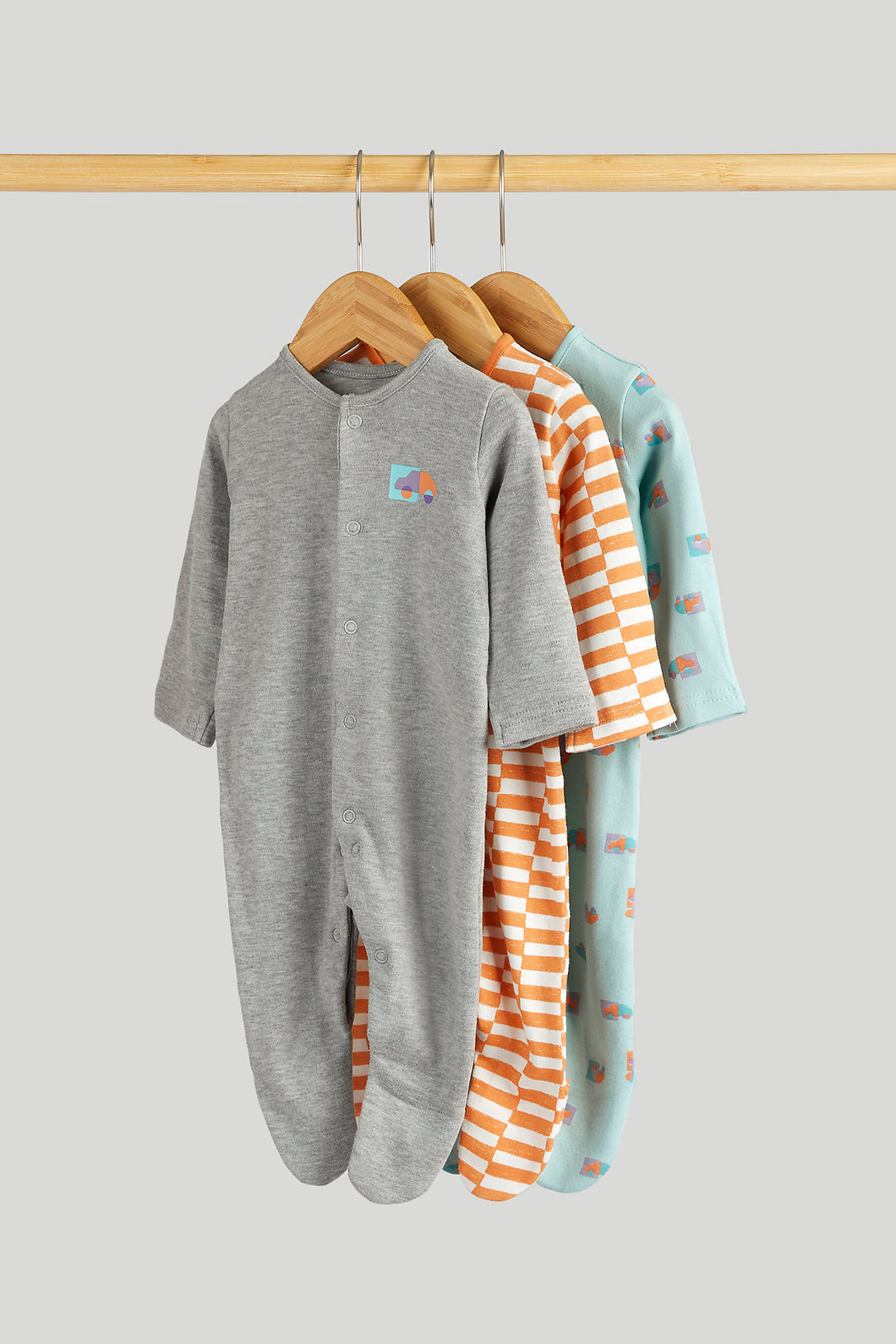 Mothercare 3 Pack Transport Sleepsuits