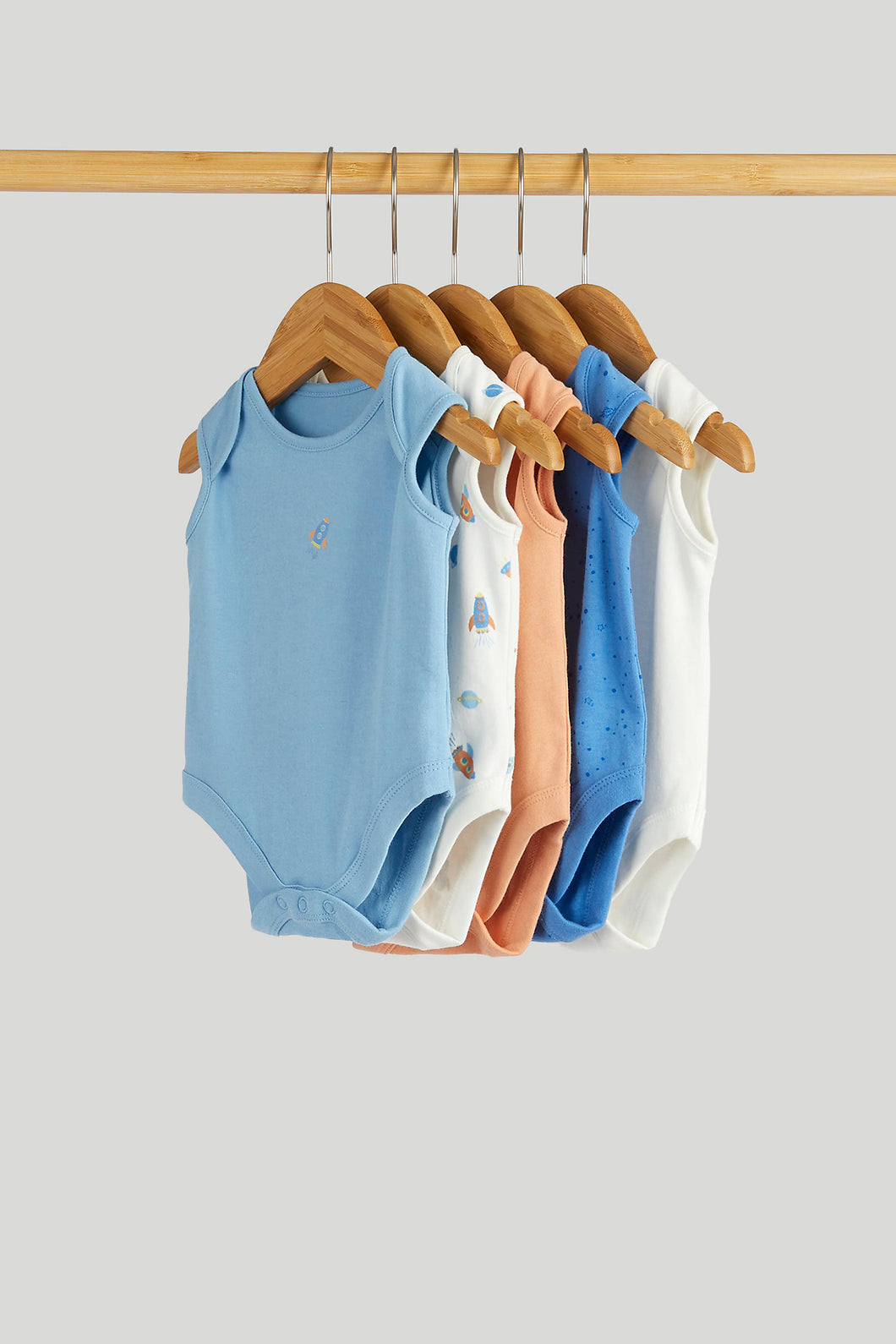 Mothercare 5 Pack Space Sleeveless Bodysuits