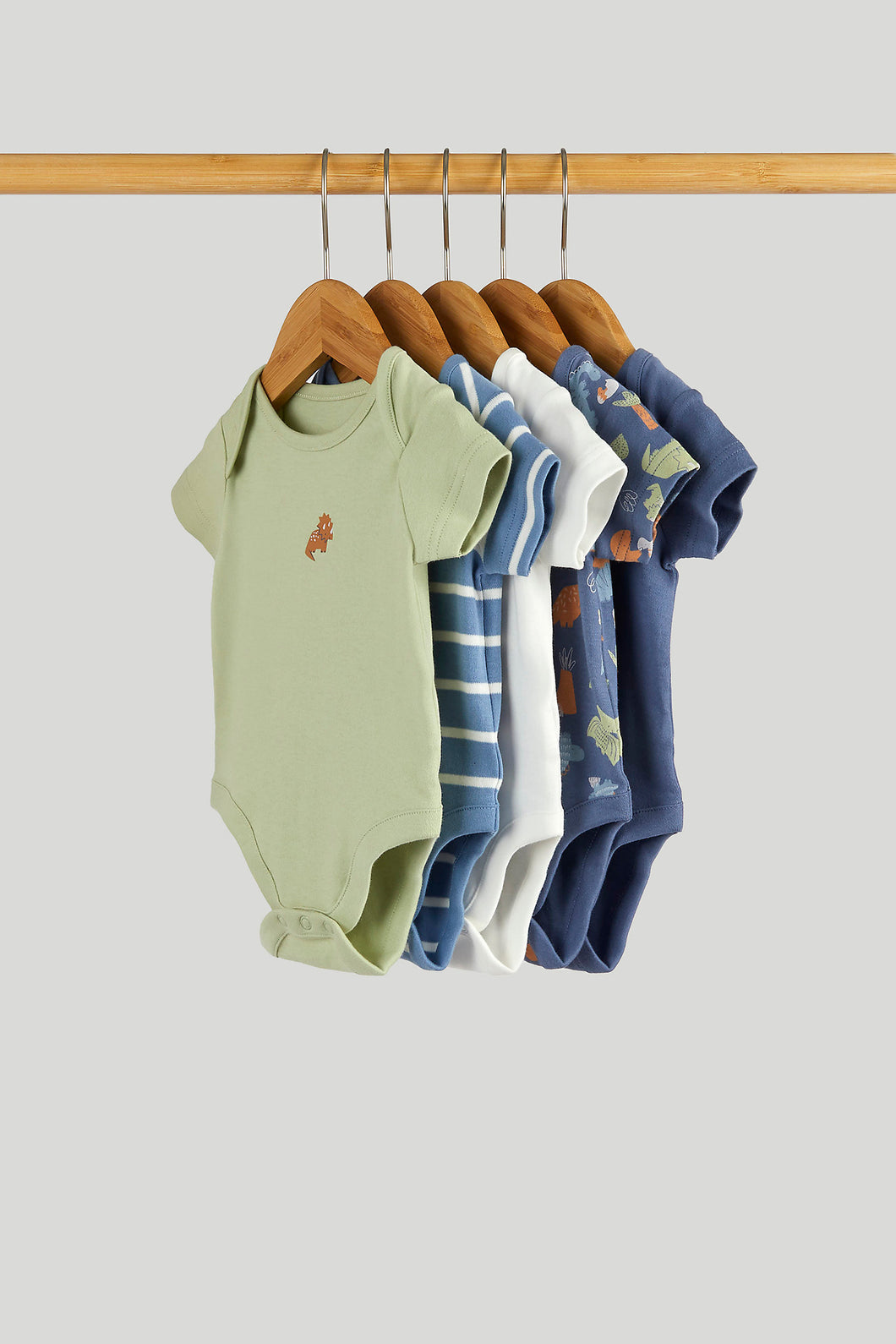 Mothercare 5 Pack Dinosaur Short-Sleeved Bodysuits